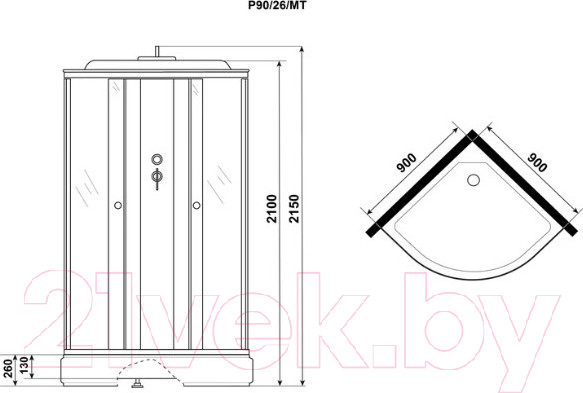 Изображение товара Душевая кабина Niagara Promo P90/26/MT 90x90x215