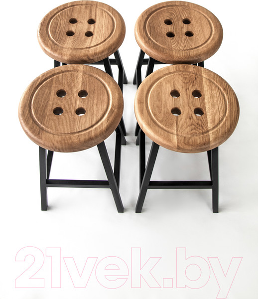 Изображение товара Табурет Stal-Massiv Button-47 (дуб натуральный/черный)