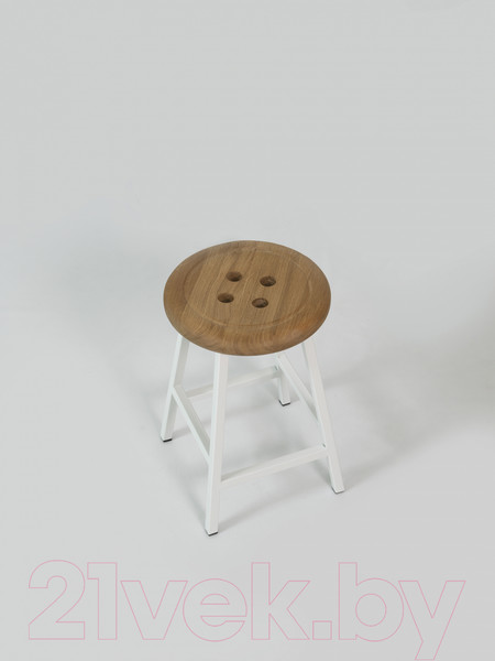Изображение товара Табурет Stal-Massiv Button-47 (дуб натуральный/белый)