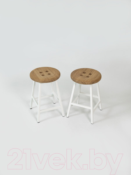 Изображение товара Табурет Stal-Massiv Button-47 (дуб натуральный/белый)