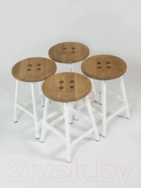 Изображение товара Табурет Stal-Massiv Button-47 (дуб натуральный/белый)