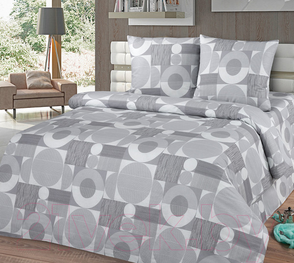 Изображение товара Комплект постельного белья Milanika Диалог 2.0сп с европростыней (бязь)