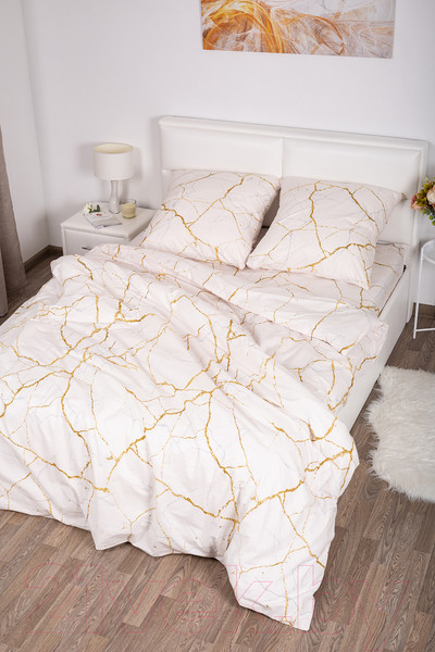 Изображение товара Комплект постельного белья Milanika Мрамор евро (поплин)