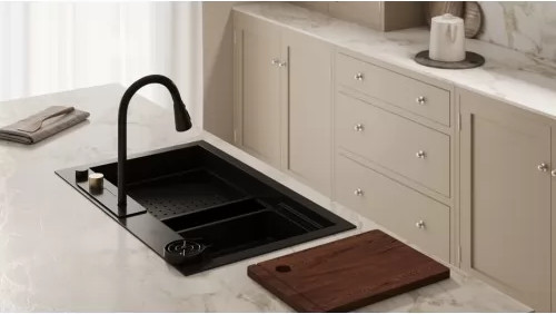 Изображение товара Мойка кухонная со смесителем Wisent WG37546B (графит)