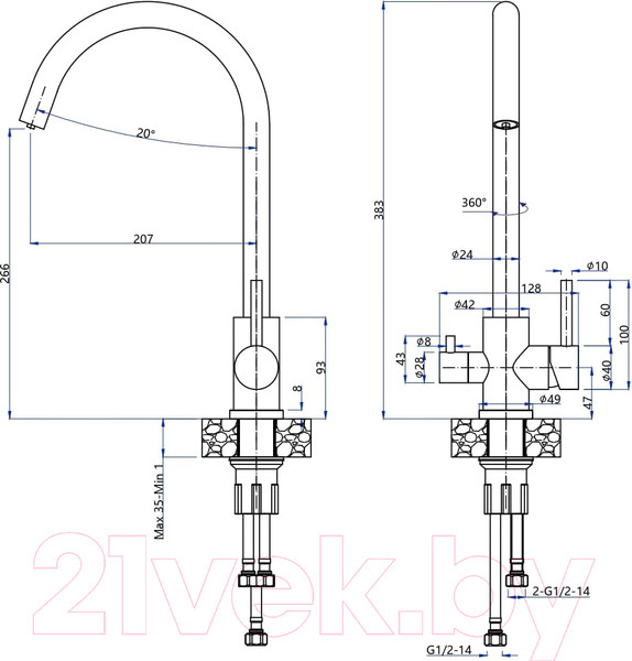 Изображение товара Смеситель GranFest GF-Z5420 (серый)