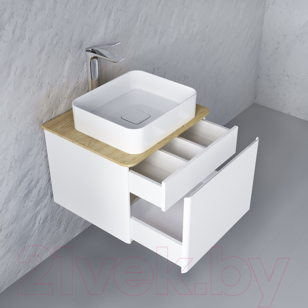 Изображение товара Тумба под умывальник Raval Morelle 60 / Mrl.01.60/P/W-O/RL (подвесная, белый/охра)