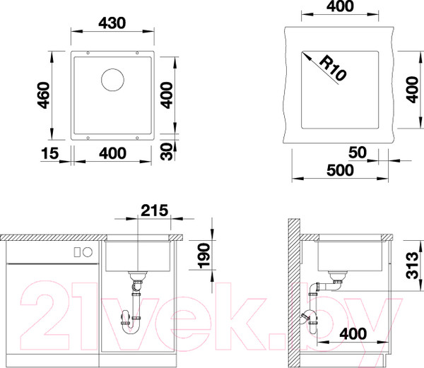 Изображение товара Мойка кухонная ZORG Subline 40 (черный оникс)