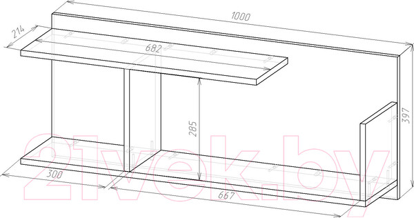 Изображение товара Полка Мебель-Класс Имидж-2 (венге/ясень шимо светлый)