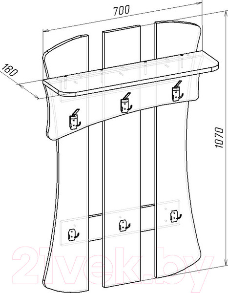 Изображение товара Вешалка для одежды Мебель-Класс Нюанс-2 (венге/ясень шимо светлый)