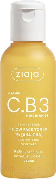 Изображение товара Тоник для лица Ziaja Сияющий 1% AHA+PHA с витамином C и ниацинамидом (120мл)
