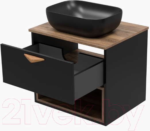 Изображение товара Тумба под умывальник Brevita Bergen 60 / BER-07060-19-02-1Я (черный/темное дерево)