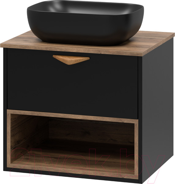 Изображение товара Тумба под умывальник Brevita Bergen 60 / BER-07060-19-02-1Я (черный/темное дерево)