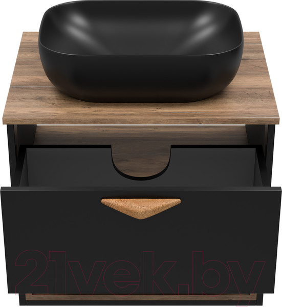 Изображение товара Тумба под умывальник Brevita Bergen 60 / BER-07060-19-02-1Я (черный/темное дерево)