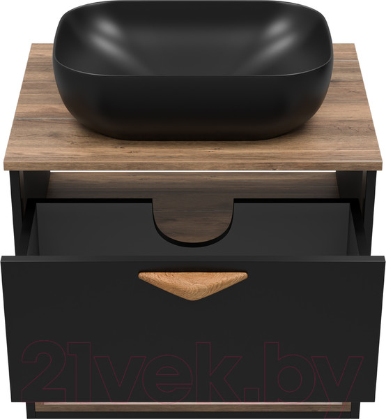 Изображение товара Тумба под умывальник Brevita Bergen 60 / BER-07060-19-02-1Я (черный/темное дерево)
