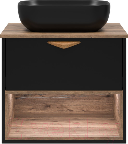 Изображение товара Тумба под умывальник Brevita Bergen 60 / BER-07060-19-02-1Я (черный/темное дерево)