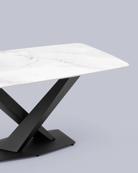 Изображение товара Обеденный стол Stool Group Belle 160x90 / F-1450 (белый мрамор)
