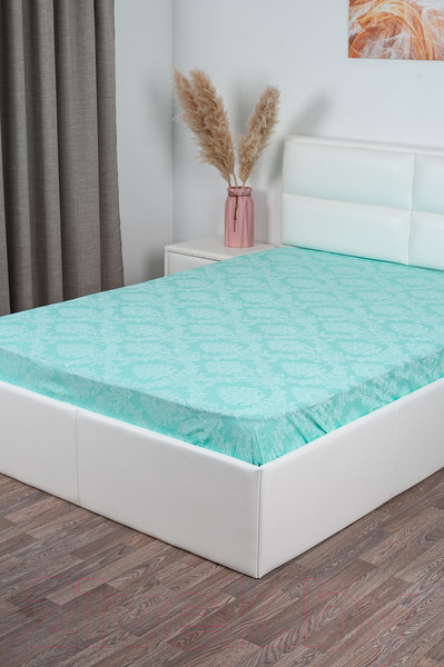 Изображение товара Простыня Milanika Бирюза на резинке 200x200x20 (поплин/жаккард)