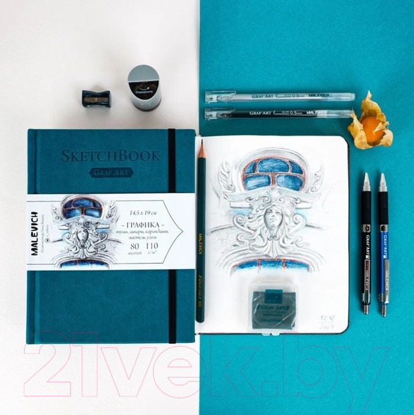 Изображение товара Скетчбук Малевичъ GrafArt Sketch / 401256 (80л, петроль)