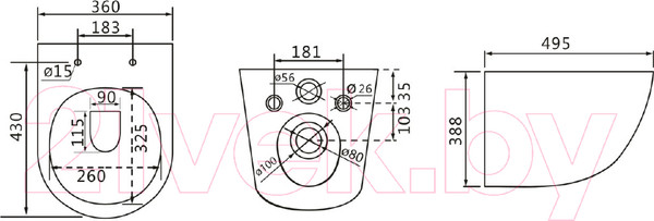 Изображение товара Унитаз подвесной LEMARK Глейзер 9614003 (белый глянец, с сиденьем)