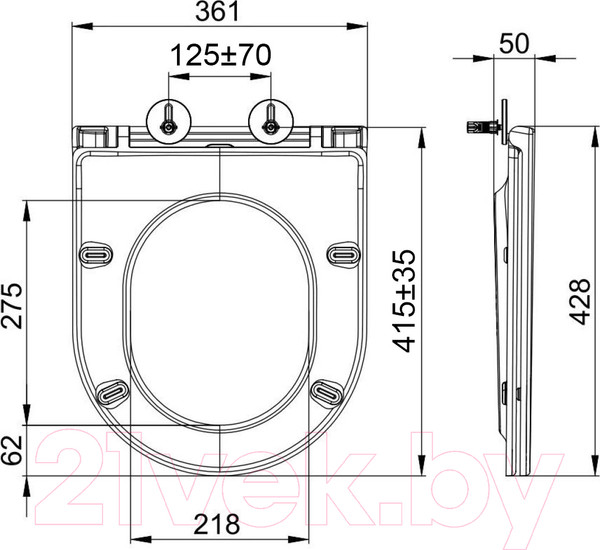 Изображение товара Унитаз подвесной LEMARK Глейзер 9614003 (белый глянец, с сиденьем)