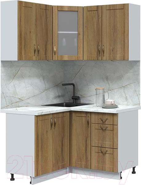 Изображение товара Кухонный гарнитур Интерлиния Мила Крафт 1.2x1.3 (дуб вотан/дуб вотан/серый каспий)