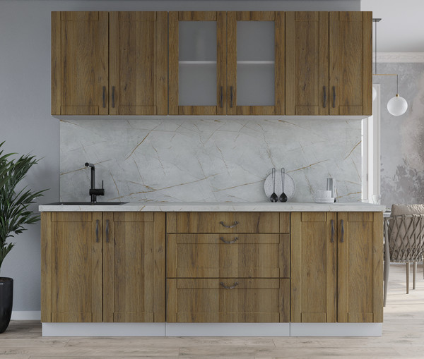 Изображение товара Кухонный гарнитур Интерлиния Мила Крафт 2.2Б (дуб вотан/дуб вотан/серый каспий)