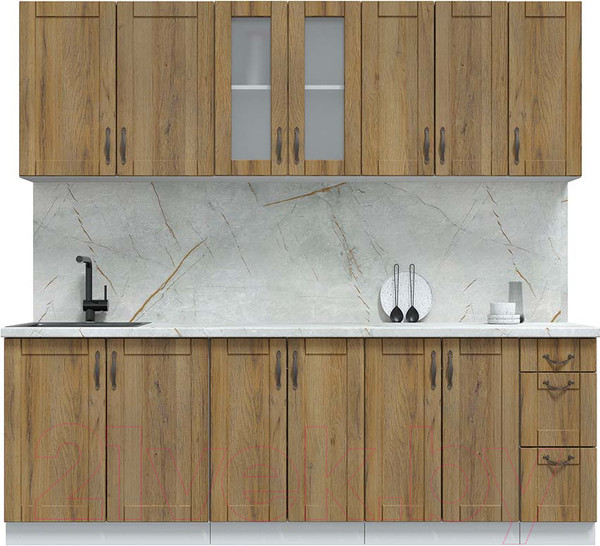 Изображение товара Кухонный гарнитур Интерлиния Мила Крафт 2.3А (дуб вотан/дуб вотан/серый каспий)