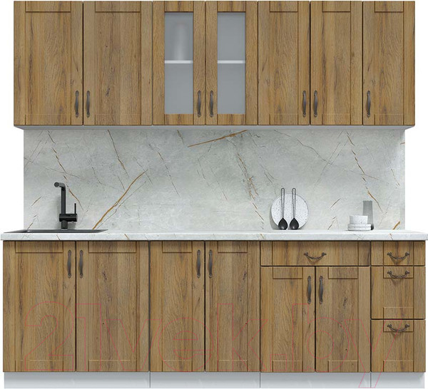 Изображение товара Кухонный гарнитур Интерлиния Мила Крафт 2.3Б (дуб вотан/дуб вотан/серый каспий)