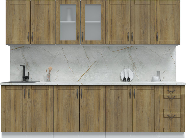 Изображение товара Кухонный гарнитур Интерлиния Мила Крафт 2.8А (дуб вотан/дуб вотан/серый каспий)