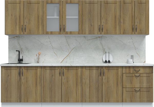 Изображение товара Кухонный гарнитур Интерлиния Мила Крафт 3.0А (дуб вотан/дуб вотан/серый каспий)