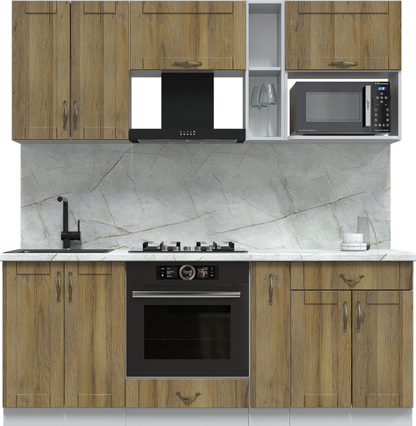 Изображение товара Кухонный гарнитур Интерлиния Мила Крафт 2.0 (дуб вотан/дуб вотан/серый каспий)