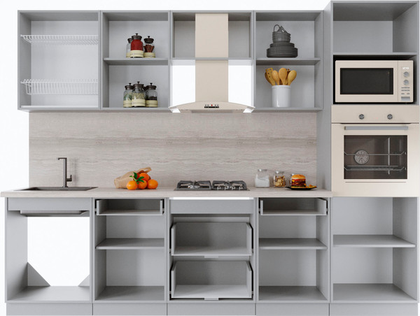 Изображение товара Кухонный гарнитур Интерлиния Мила Крафт 2.8 (дуб вотан/дуб вотан/серый каспий)