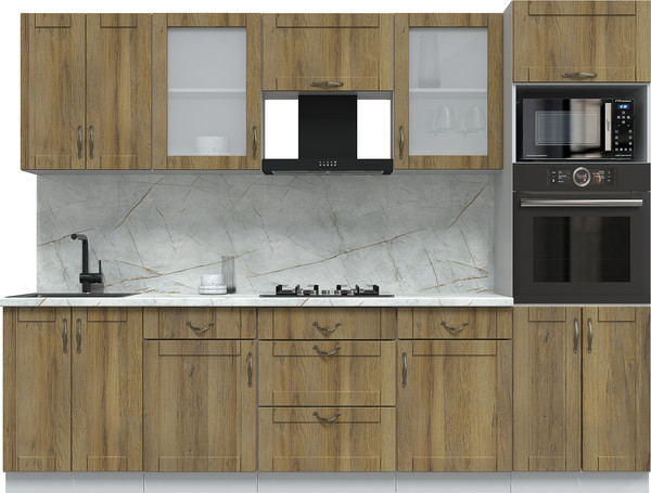 Изображение товара Кухонный гарнитур Интерлиния Мила Крафт 2.8 (дуб вотан/дуб вотан/серый каспий)