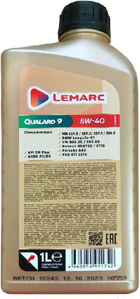 Изображение товара Моторное масло Lemarc Qualard 9 5W40 / 11780301 (1л)