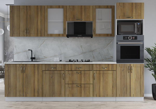 Изображение товара Кухонный гарнитур Интерлиния Мила Крафт 3.0 (дуб вотан/дуб вотан/серый каспий)