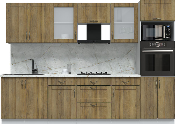 Изображение товара Кухонный гарнитур Интерлиния Мила Крафт 3.0 (дуб вотан/дуб вотан/серый каспий)