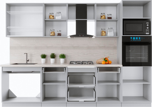 Изображение товара Кухонный гарнитур Интерлиния Мила Крафт 3.0 (дуб вотан/дуб вотан/серый каспий)