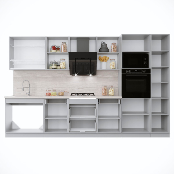 Изображение товара Кухонный гарнитур Интерлиния Мила Крафт 3.4 (дуб вотан/дуб вотан/серый каспий)