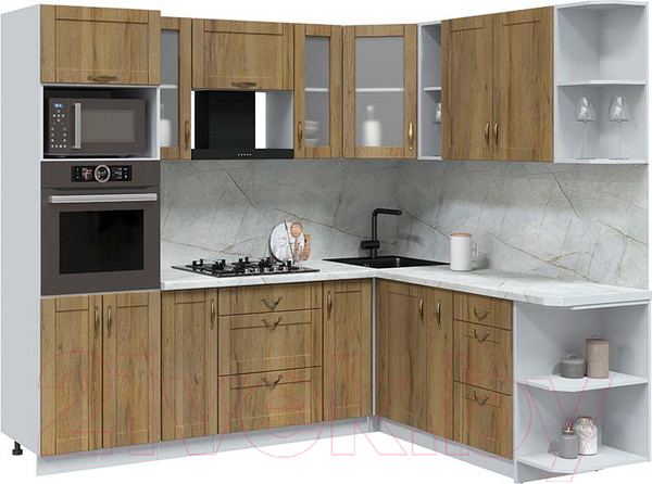 Изображение товара Кухонный гарнитур Интерлиния Мила Крафт 1.88x2.4 правая (дуб вотан/дуб вотан/серый каспий)