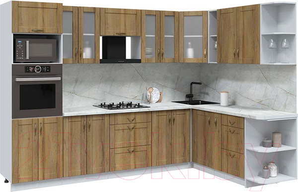 Изображение товара Кухонный гарнитур Интерлиния Мила Крафт 1.88x3.0 правая (дуб вотан/дуб вотан/серый каспий)