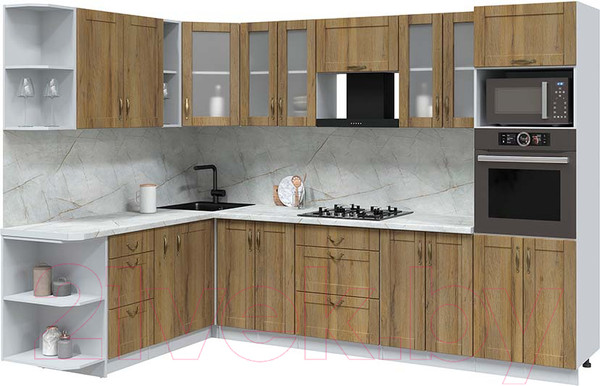 Изображение товара Кухонный гарнитур Интерлиния Мила Крафт 1.88x3.0 левая (дуб вотан/дуб вотан/серый каспий)