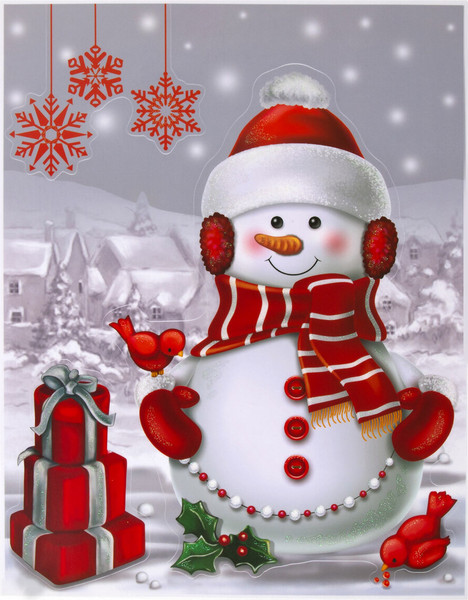 Изображение товара Набор наклеек на окно Золотая сказка Снеговик с подарками / 591922