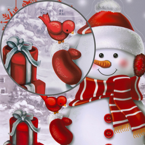 Изображение товара Набор наклеек на окно Золотая сказка Снеговик с подарками / 591922