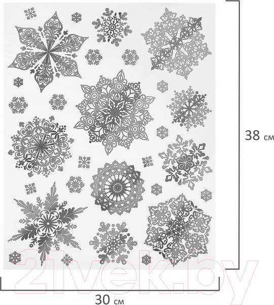 Изображение товара Набор наклеек на окно Золотая сказка Снежинки / 591928 (серебристый)