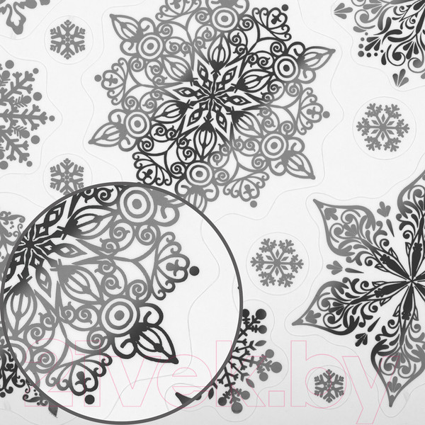 Изображение товара Набор наклеек на окно Золотая сказка Снежинки / 591928 (серебристый)