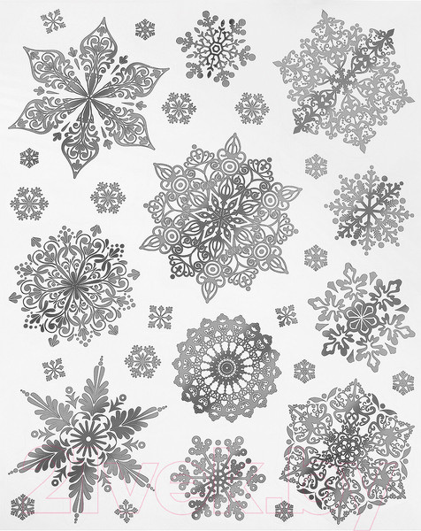 Изображение товара Набор наклеек на окно Золотая сказка Снежинки / 591928 (серебристый)