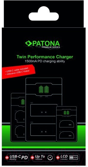 Изображение товара Зарядное устройство для аккумулятора для камеры Patona Premium 161939 