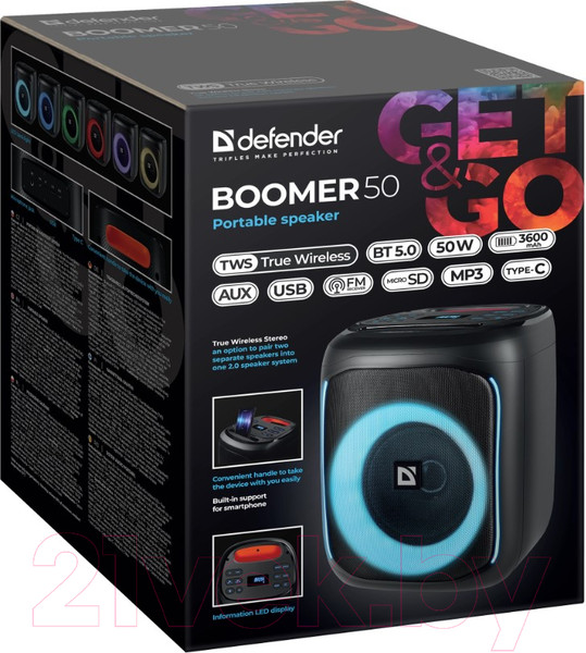 Изображение товара Портативная колонка Defender Boomer 50 / 65450 (черный)