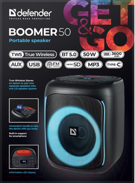 Изображение товара Портативная колонка Defender Boomer 50 / 65450 (черный)