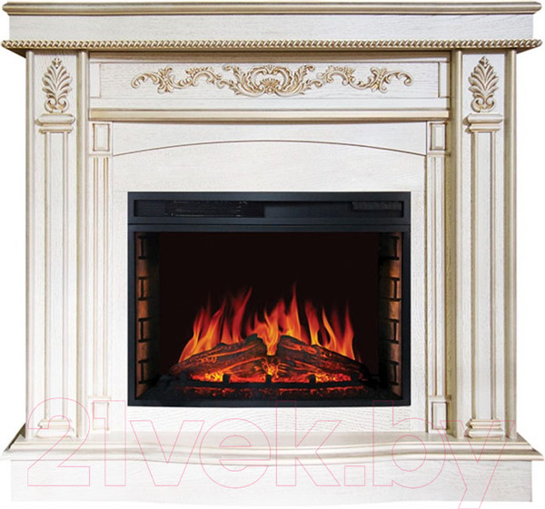 Изображение товара Каминокомплект Смолком Cardinal FS25-X + Dioramic 25 LED FX (белый дуб/патина золото)